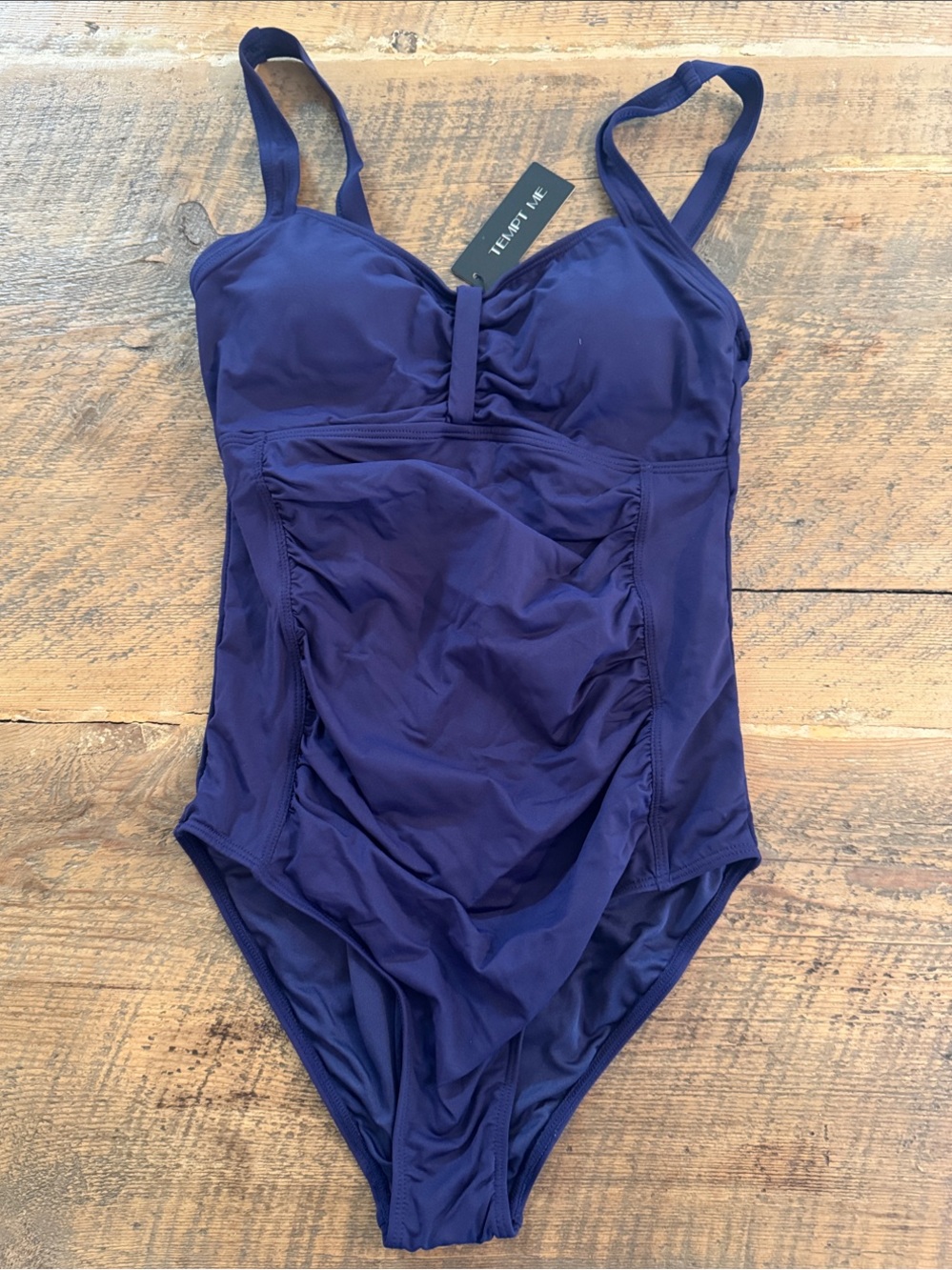 Tempt Me Deep Blue One-Piece Swimsuit with Front Ruching